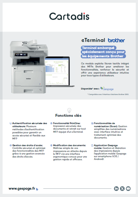 Terminal embarqué pour MFP BROTHER Gespage
